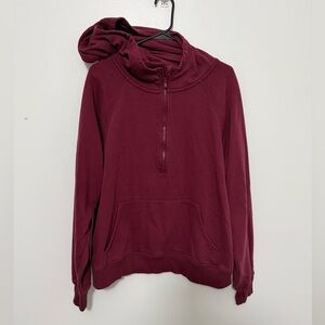 Elegant Maroon Half-Zip Hoodie for Women